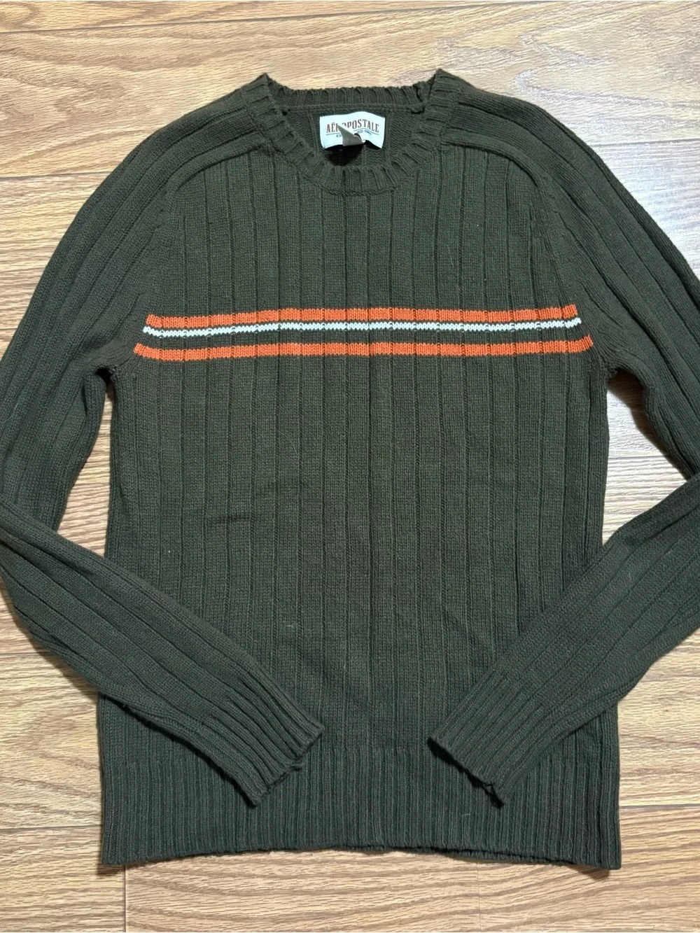 Vintage Y2K 2000s Aeropostale Green Knit Heavyweight Sweater Crewneck Men’s  S